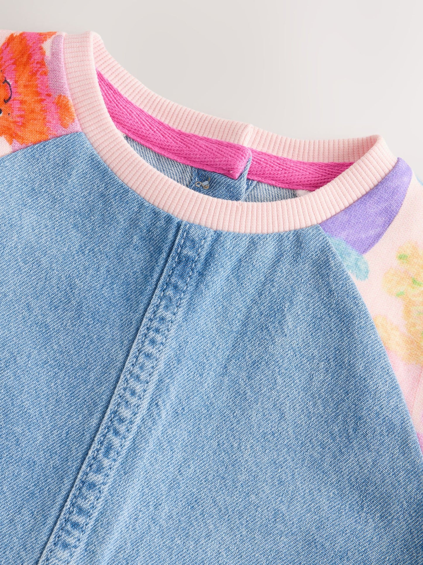 Pink Monster Raglan Denim Dress (3mths-8yrs)