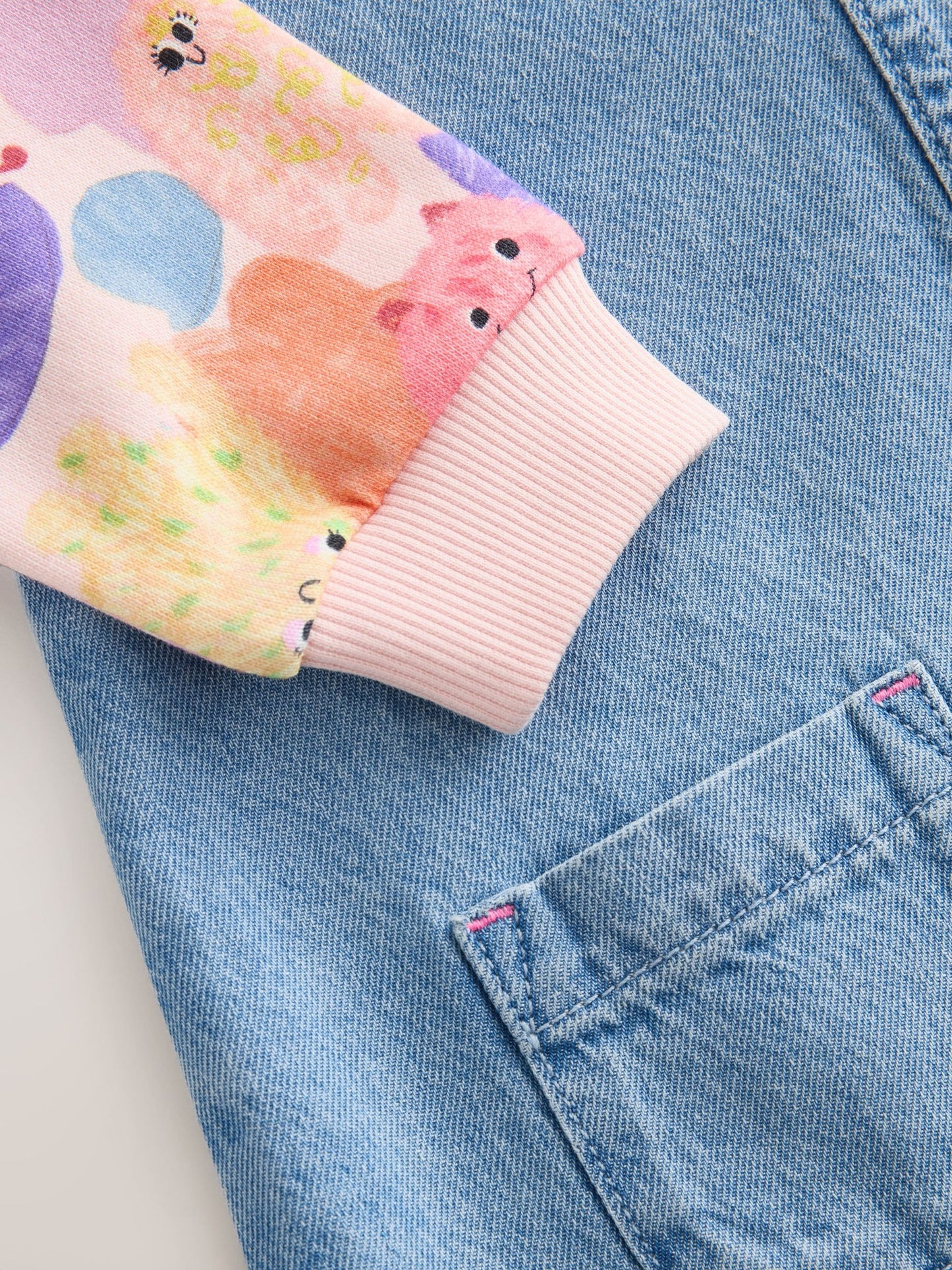 Pink Monster Raglan Denim Dress (3mths-8yrs)