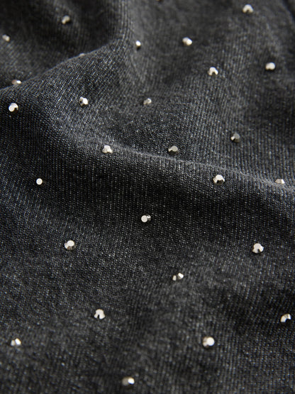 Washed Black Denim Diamante Shirt Dress (3-16yrs)