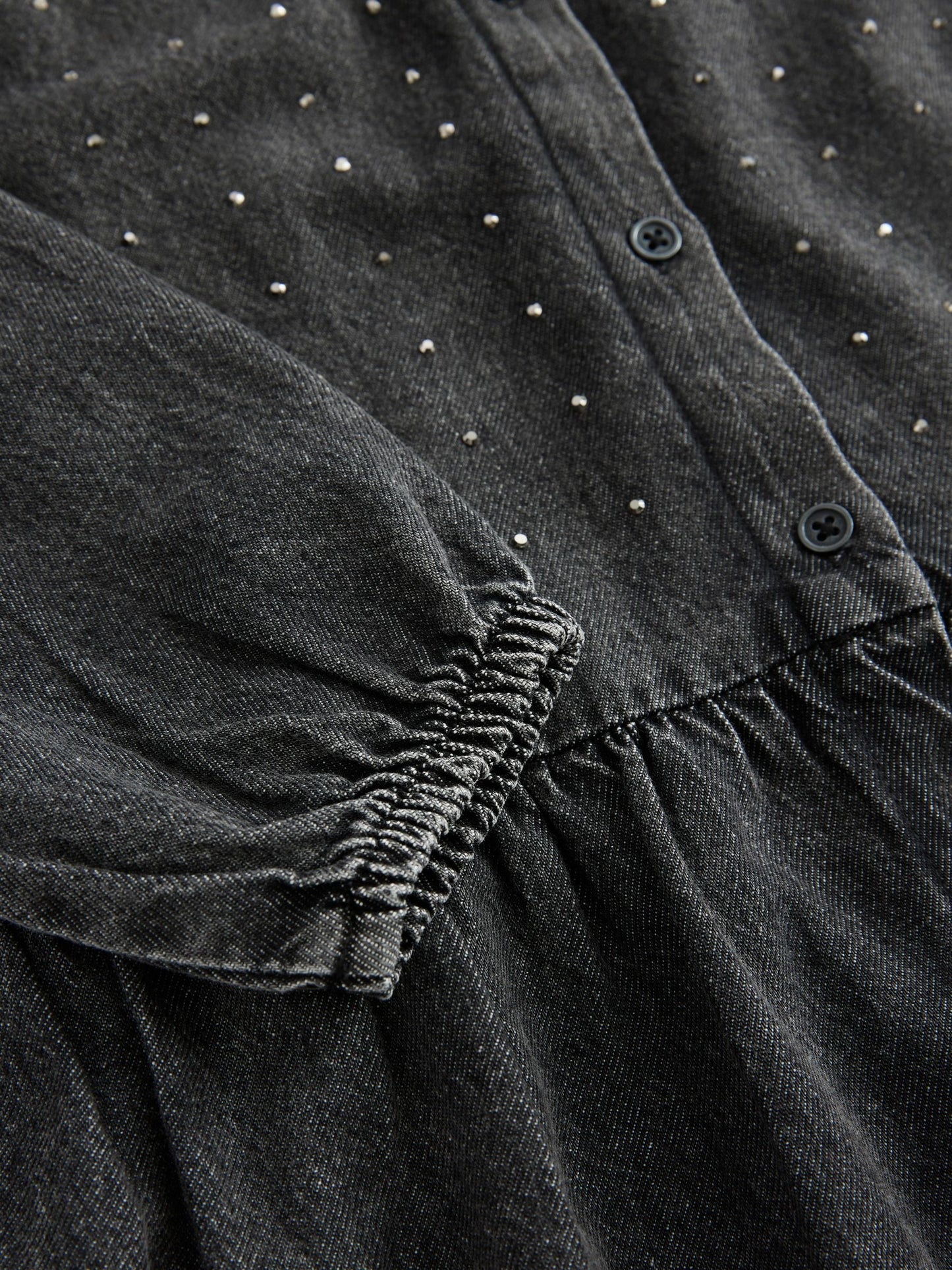 Washed Black Denim Diamante Shirt Dress (3-16yrs)