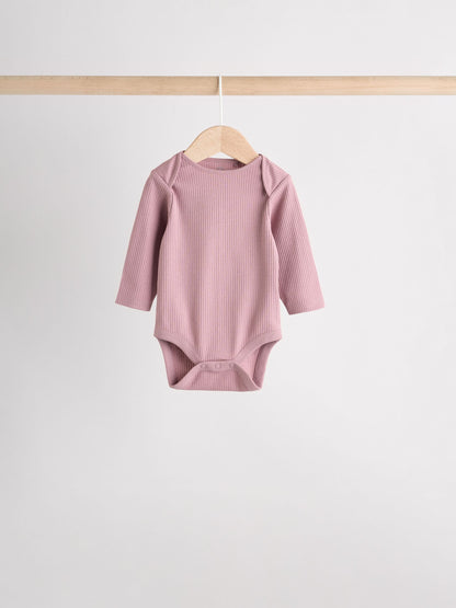 Pink 5 Pack Long Sleeve Baby Bodysuits image 3