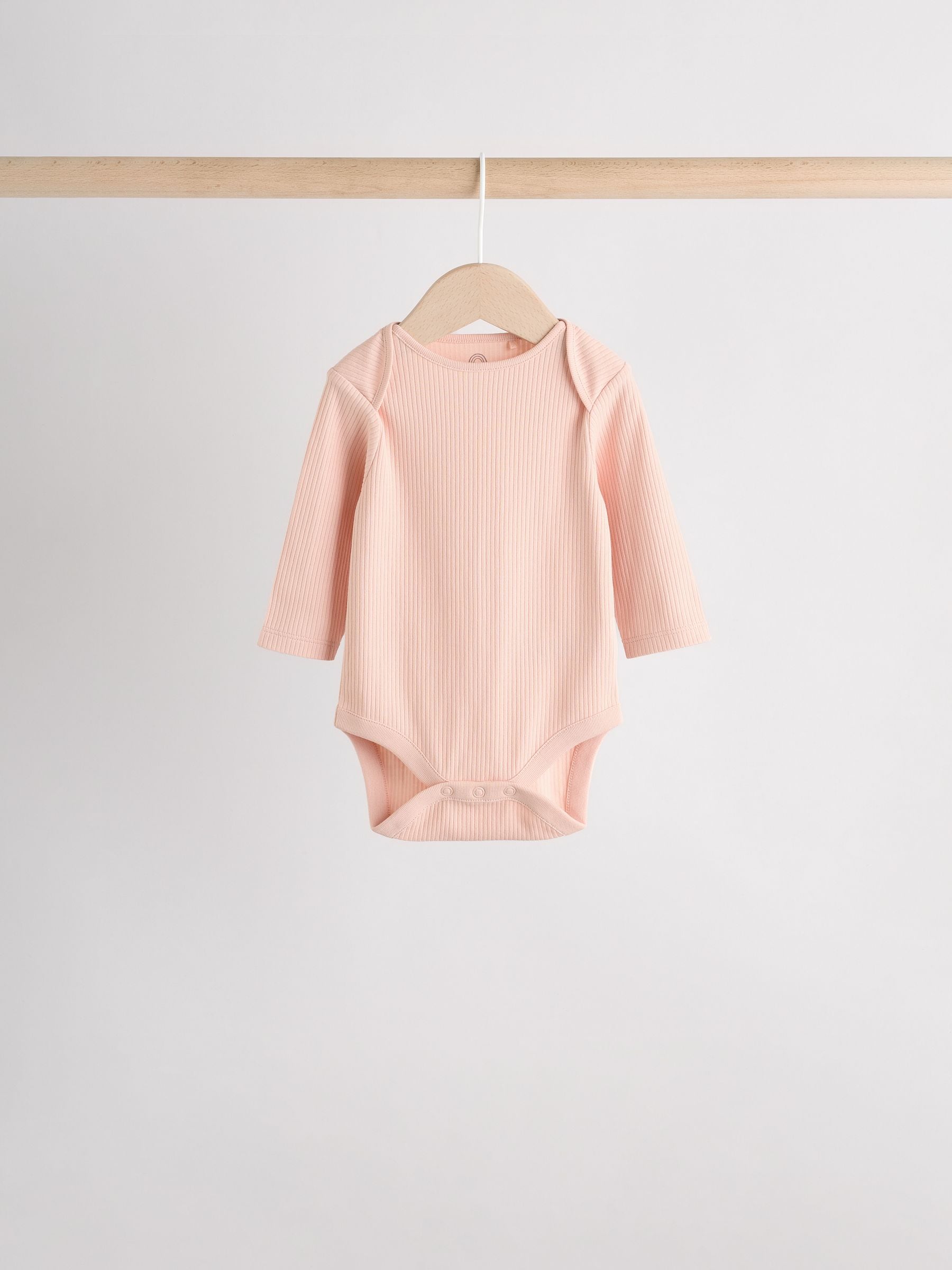 Pink 5 Pack Long Sleeve Baby Bodysuits image 6