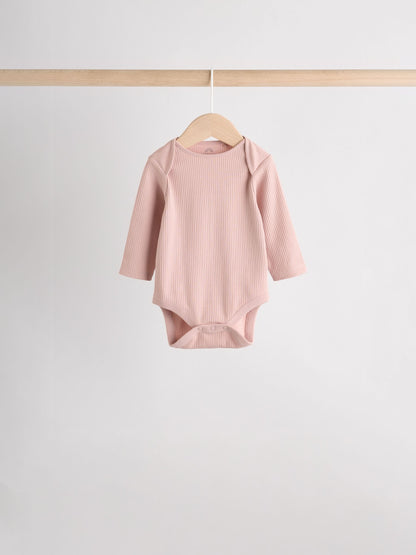 Pink 5 Pack Long Sleeve Baby Bodysuits image 7