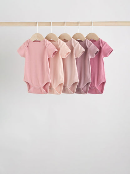 Dsiney Kidz - Pink 5 Pack Short Sleeve Baby Bodysuits image 1
