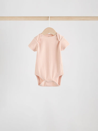 Pink 5 Pack Short Sleeve Baby Bodysuits image 5