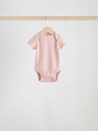Pink 5 Pack Short Sleeve Baby Bodysuits image 6