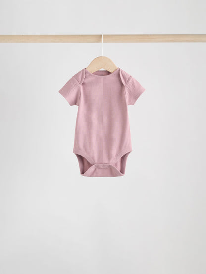 Pink 5 Pack Short Sleeve Baby Bodysuits image 7