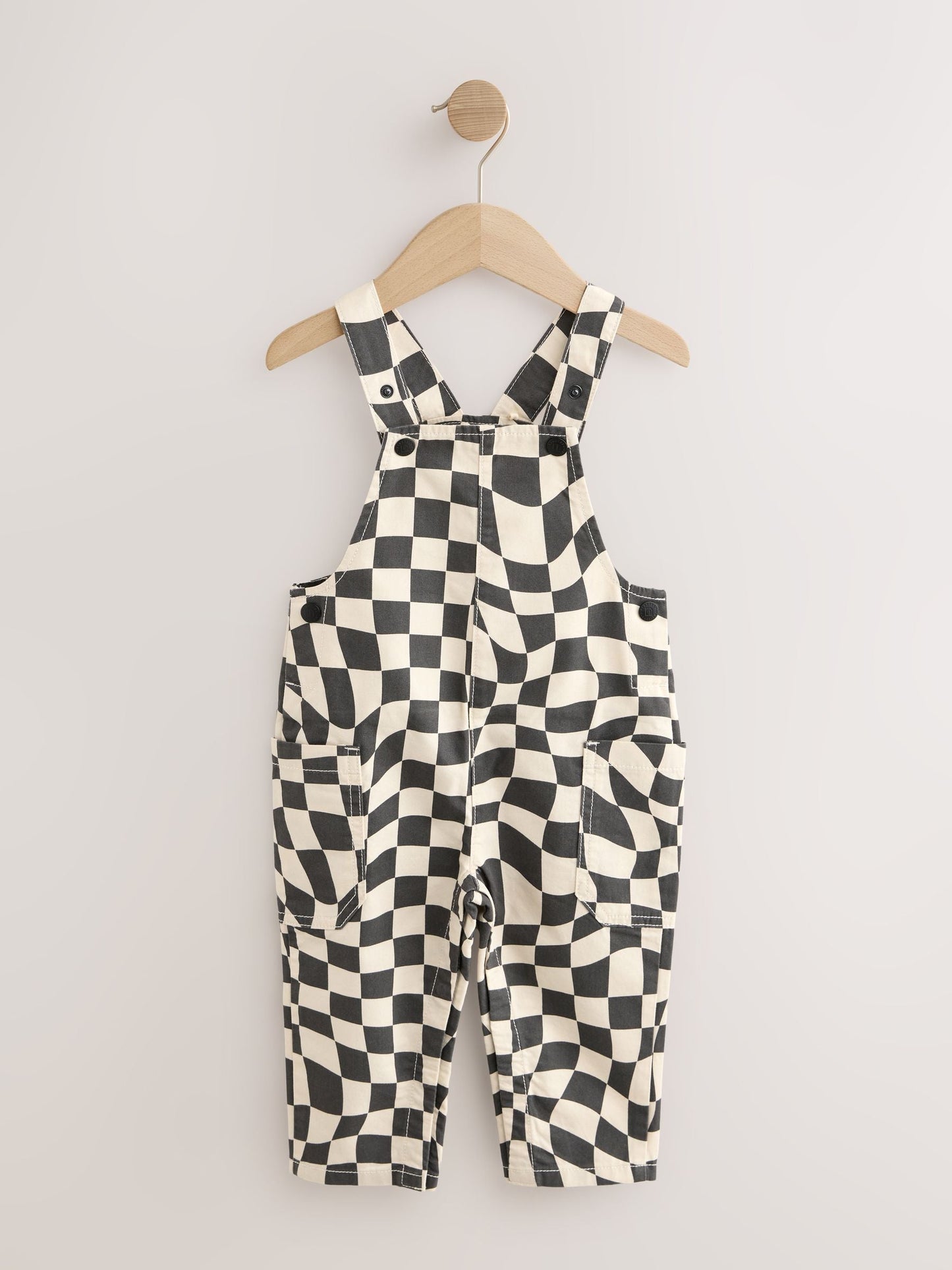 Black/Ecru Checkerboard Dungarees (3mths-7yrs)