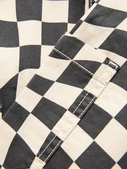 Black/Ecru Checkerboard Dungarees (3mths-7yrs)