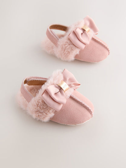 Baker by Ted Baker Baby Girls Faux Fur Trim Padders Mules image 1