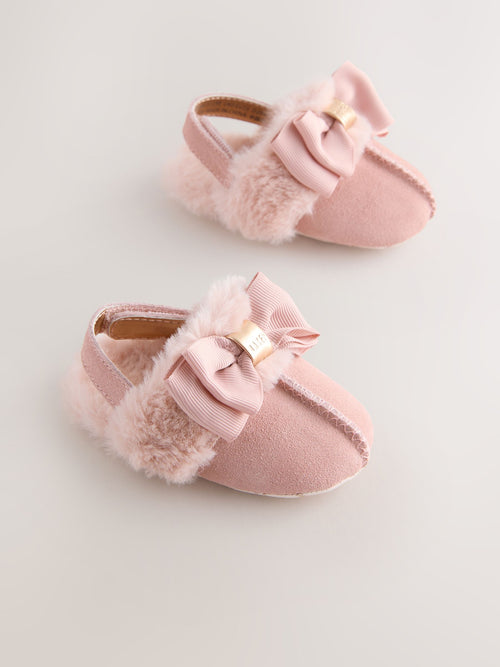 Baker by Ted Baker Baby Girls Faux Fur Trim Padders Mules image 1