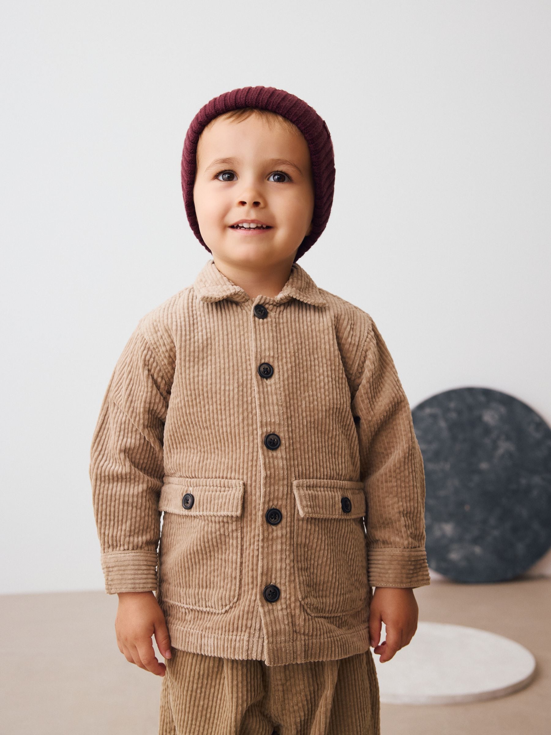 Ecru Textured Corduroy Shacket T-Shirt & Trousers Set (3mths-7yrs) image 5