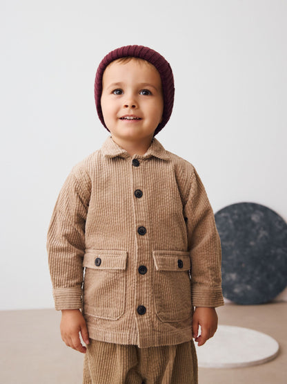 Ecru Textured Corduroy Shacket T-Shirt & Trousers Set (3mths-7yrs) image 5