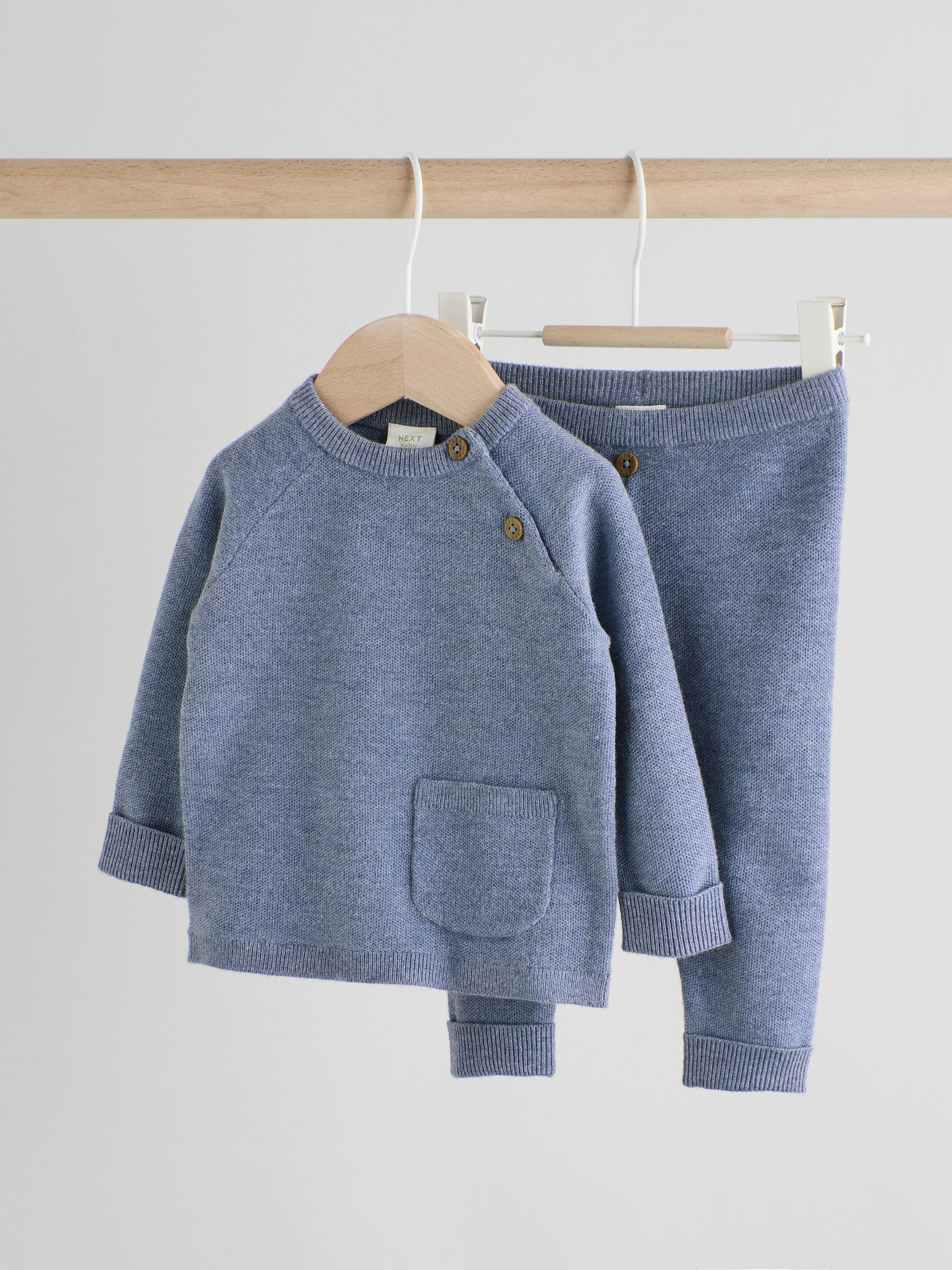 Blue Baby Knitted Jumper and Leggings Set (0mths-2yrs) image 1