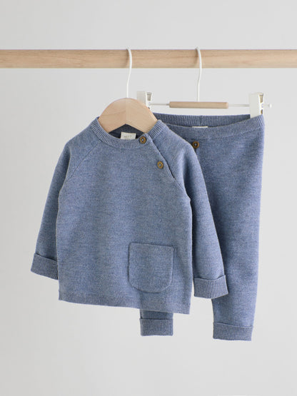 Blue Baby Knitted Jumper and Leggings Set (0mths-2yrs) image 1