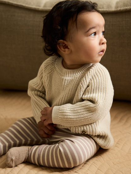 Neutral Stripe Baby Knitted Jumper and Leggings Set (0mths-2yrs) image 2
