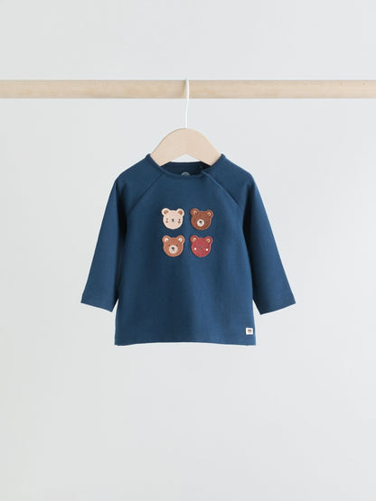 Navy/Brown Bear Tops and Leggings 6 Piece Baby Set (0mths-3yrs) image 3