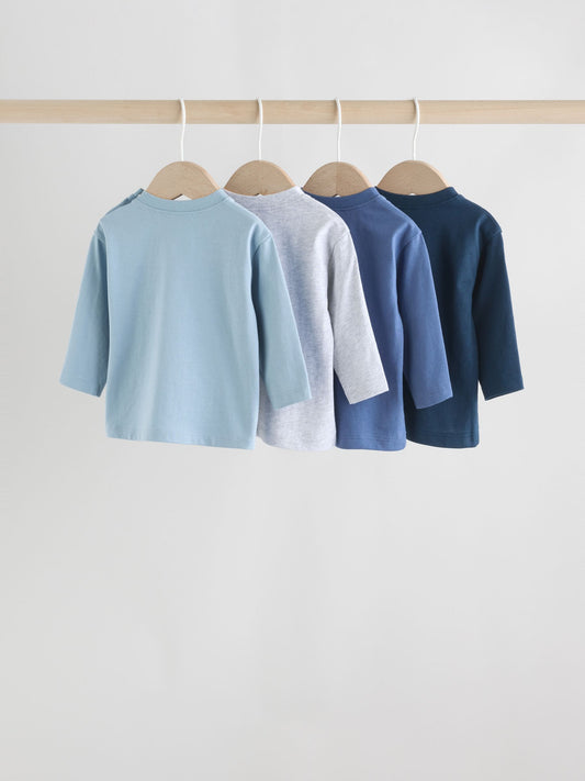 Blue Baby Long Sleeve T-Shirts 4 Pack (0mths-2yrs) image 2