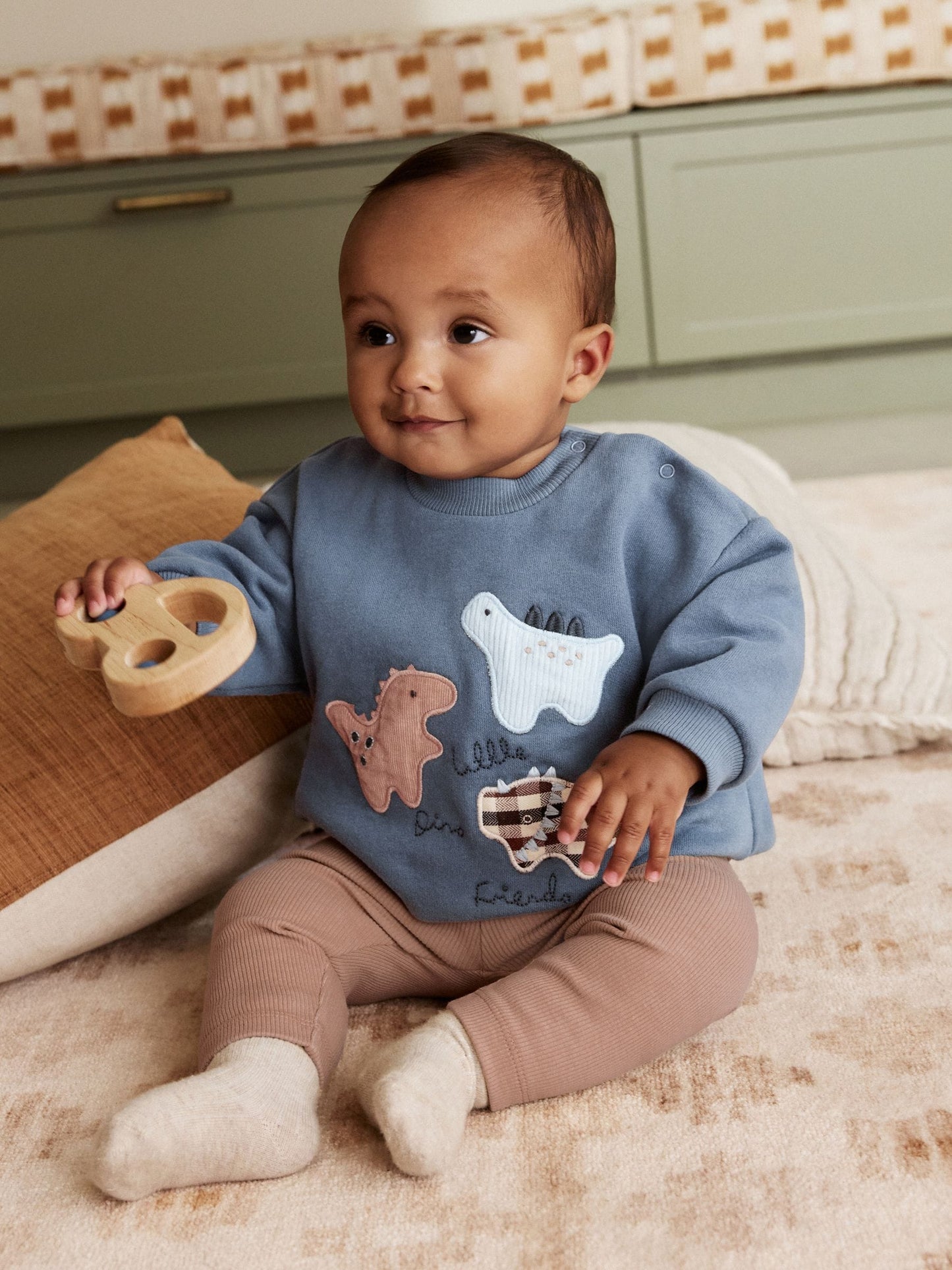 Blue Dino Baby Sweatshirt and Leggings Set (0mths-3yrs) image 2
