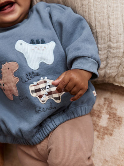 Blue Dino Baby Sweatshirt and Leggings Set (0mths-3yrs) image 5
