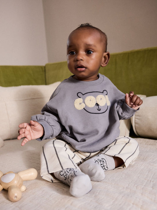 Monochrome Baby Sweatshirt and Joggers Set (0mths-2yrs) image 1