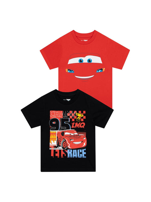 Character Red Disney Cars Lightning McQueen 100% Cotton T-Shirts 2 Pack image 1