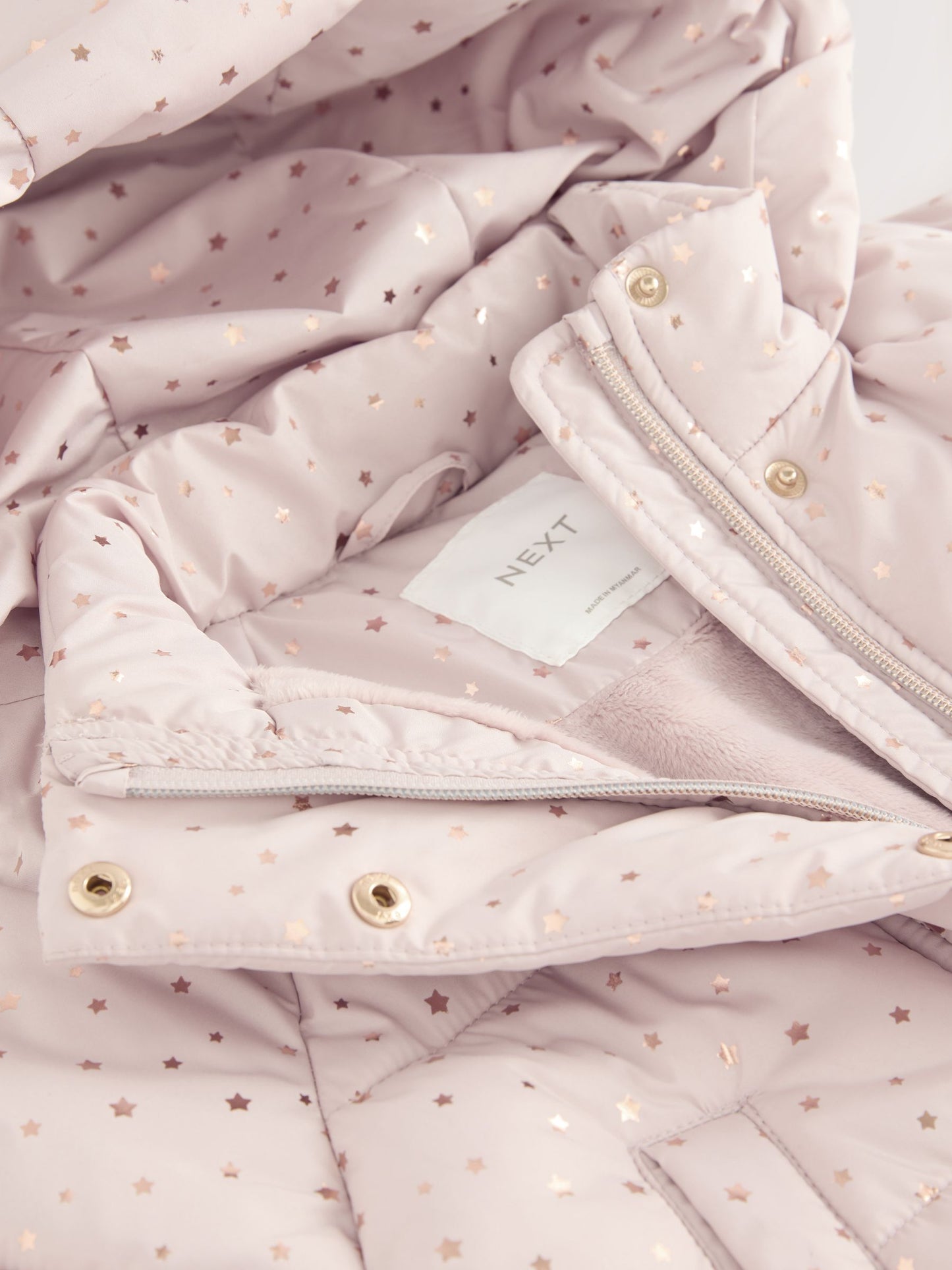 Pink Shower Resistant Padded Coat With Frill Hem (3mths-7yrs)