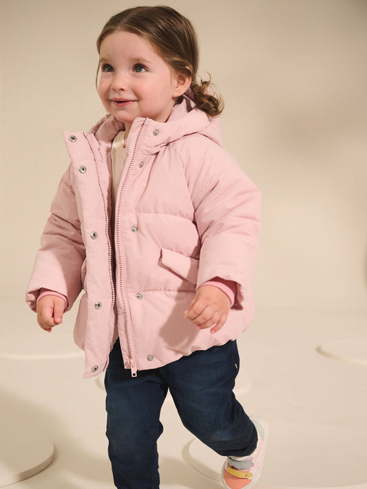 Pink Shower Resistant Faux Fur Lined Padded Coat (3mths-7yrs)