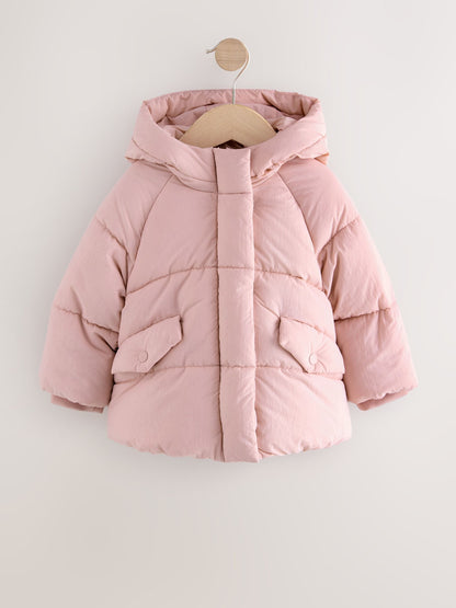 Pink Shower Resistant Faux Fur Lined Padded Coat (3mths-7yrs)