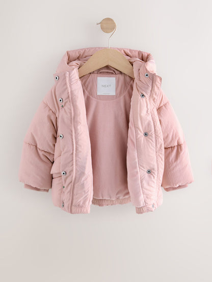 Pink Shower Resistant Faux Fur Lined Padded Coat (3mths-7yrs)