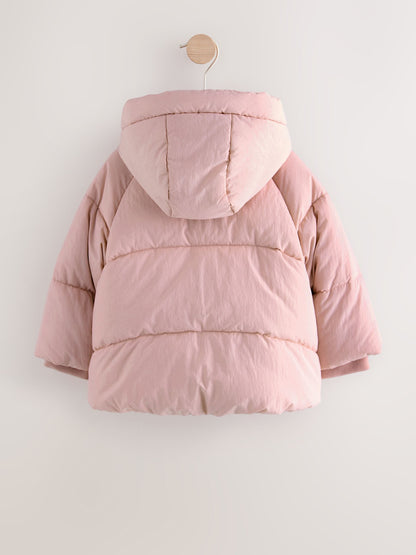 Pink Shower Resistant Faux Fur Lined Padded Coat (3mths-7yrs)