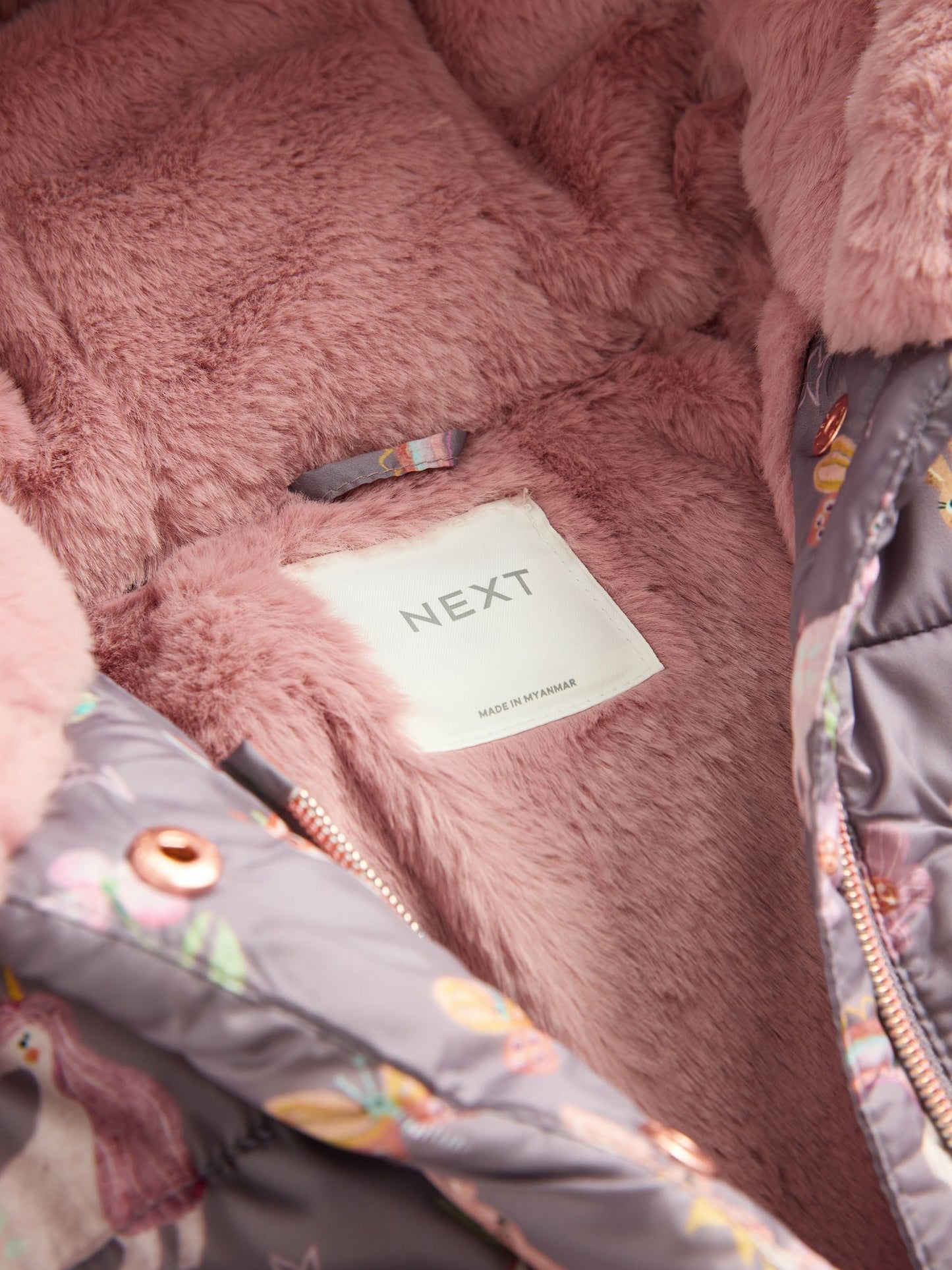 Damson Unicorn Shower Resistant Faux Fur Trim Padded Coat (3mths-7yrs)