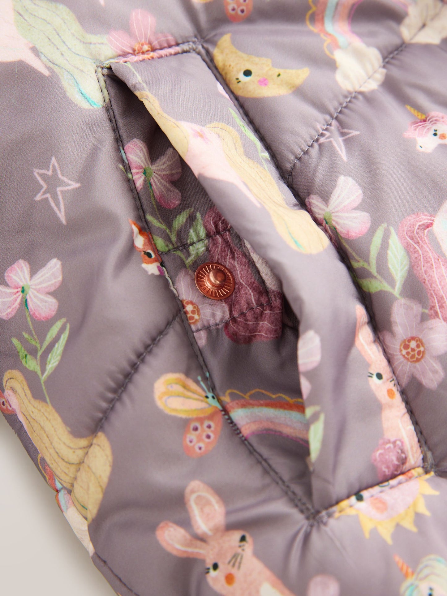 Damson Unicorn Shower Resistant Faux Fur Trim Padded Coat (3mths-7yrs)