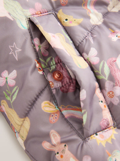 Damson Unicorn Shower Resistant Faux Fur Trim Padded Coat (3mths-7yrs)