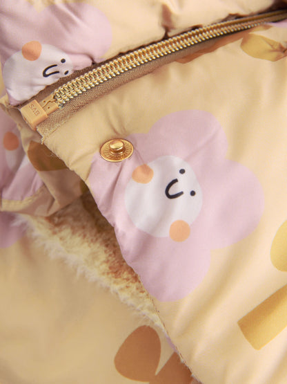 Ochre Yellow Shower Resistant Faux Fur Trim Padded Coat (3mths-7yrs)