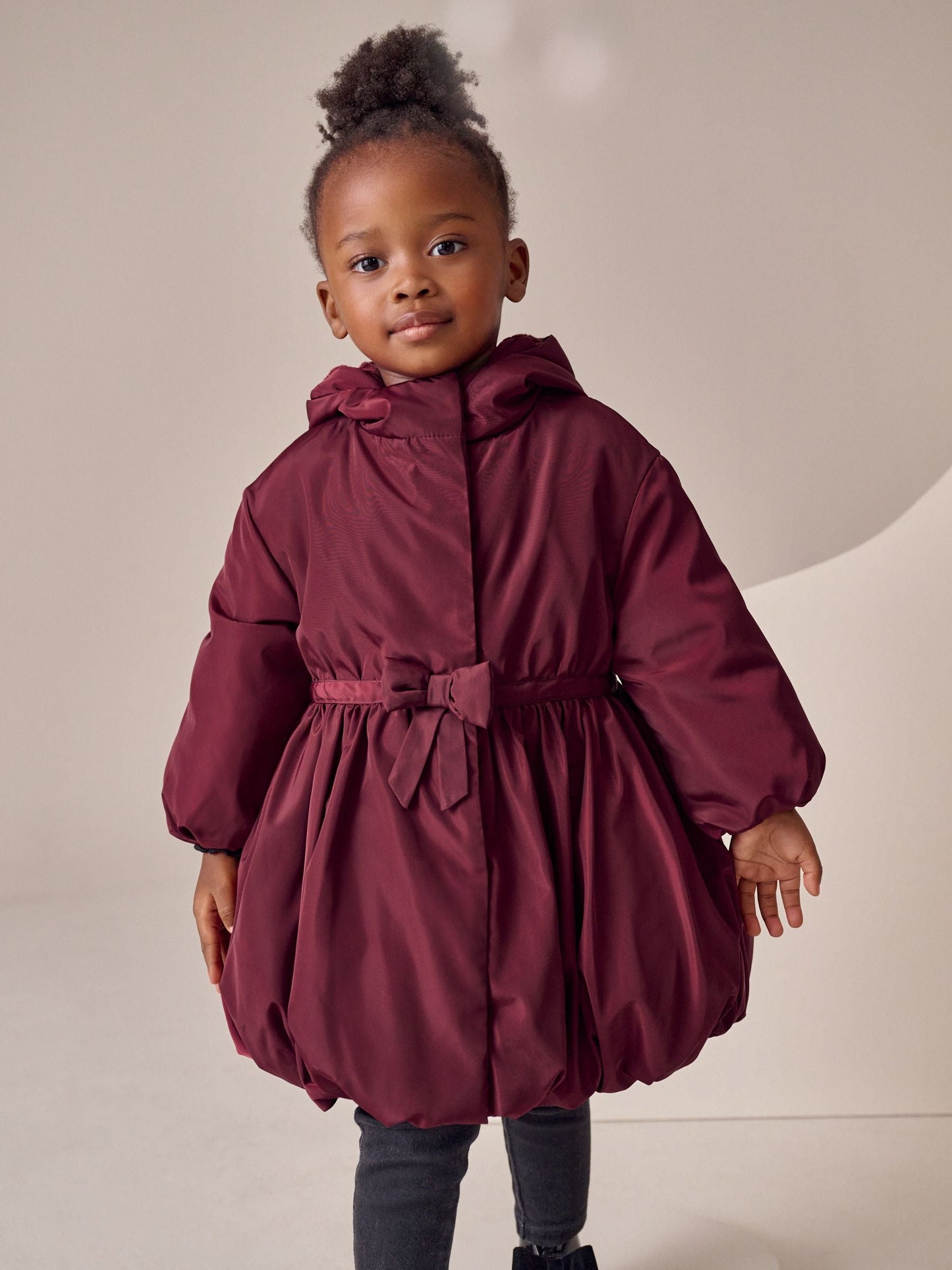 Burgundy Red Shower Resistant Skirted Coat With Bow Detail (3mths-7yrs)