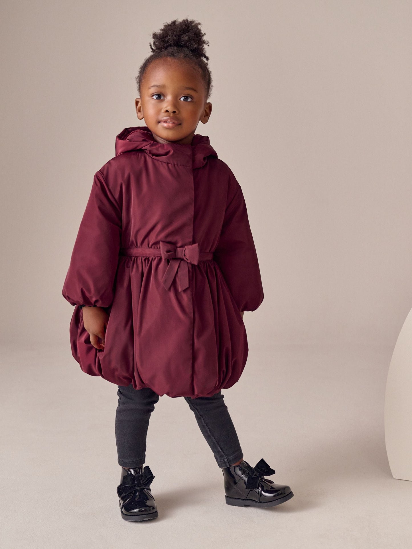 Burgundy Red Shower Resistant Skirted Coat With Bow Detail (3mths-7yrs)