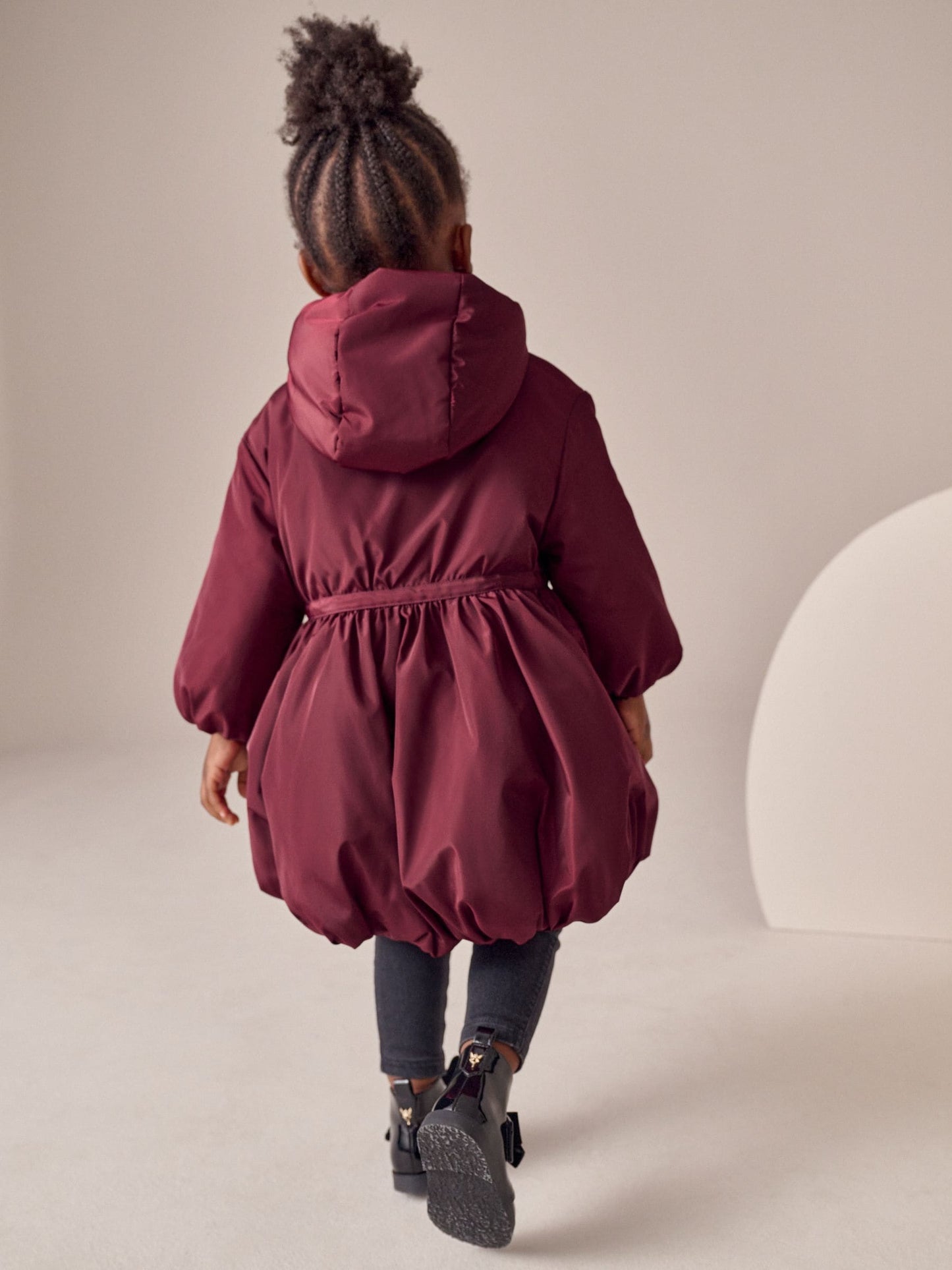Burgundy Red Shower Resistant Skirted Coat With Bow Detail (3mths-7yrs)