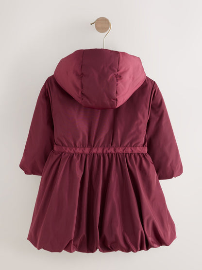 Burgundy Red Shower Resistant Skirted Coat With Bow Detail (3mths-7yrs)