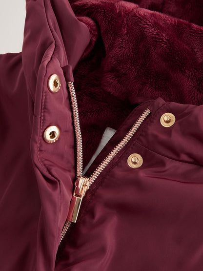 Burgundy Red Shower Resistant Skirted Coat With Bow Detail (3mths-7yrs)