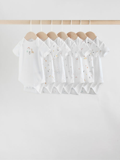 Dsiney Kidz - White Character 7 Pack Baby Short Sleeve Bodysuits image 1