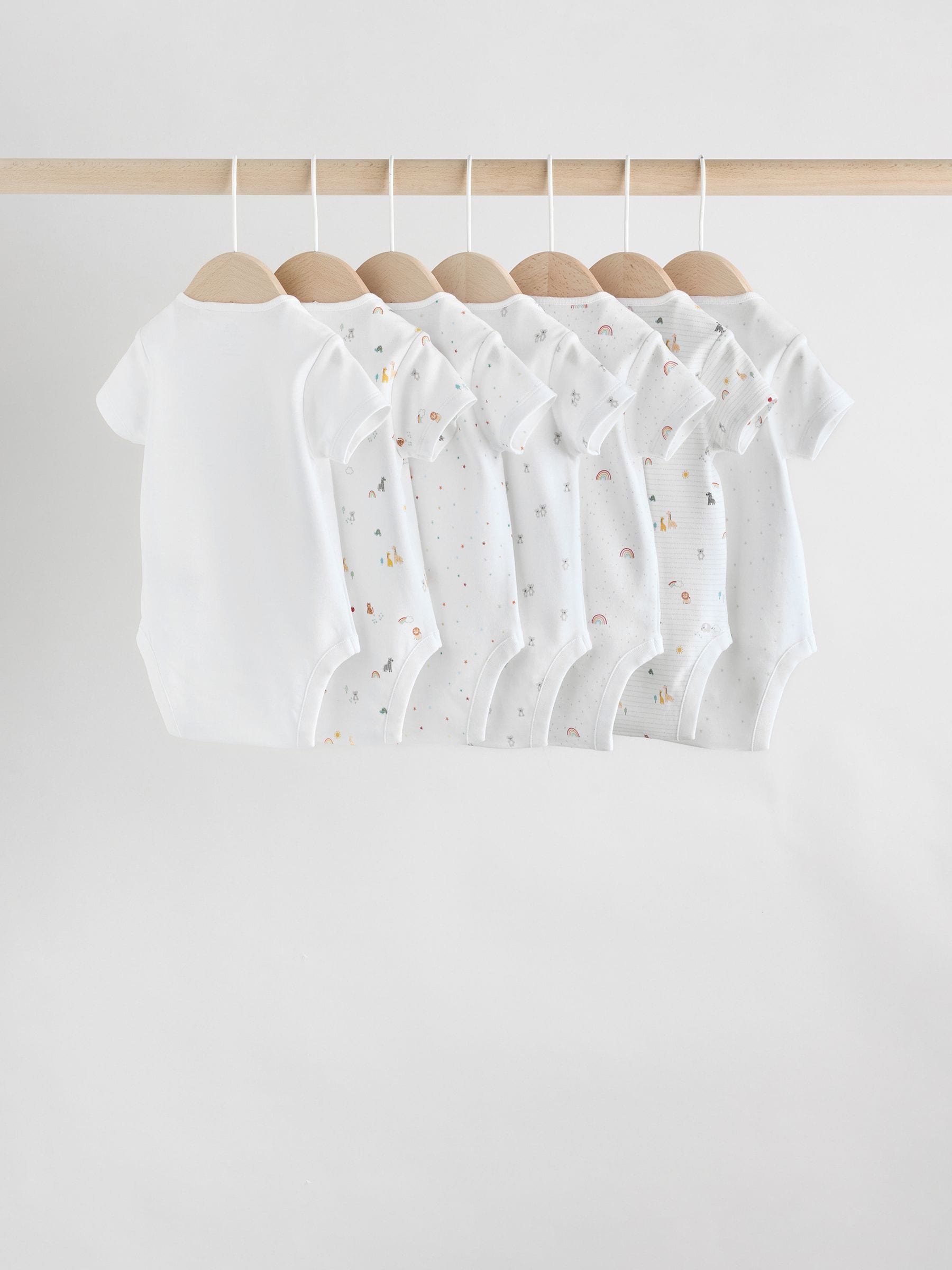 White Character 7 Pack Baby Short Sleeve Bodysuits image 9