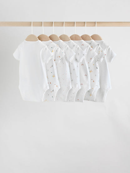 White Character 7 Pack Baby Short Sleeve Bodysuits image 9