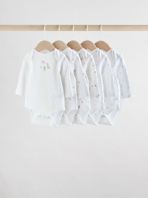 Dsiney Kidz - White Character 5 Pack Long Sleeve 100% Cotton Baby Bodysuits image 1