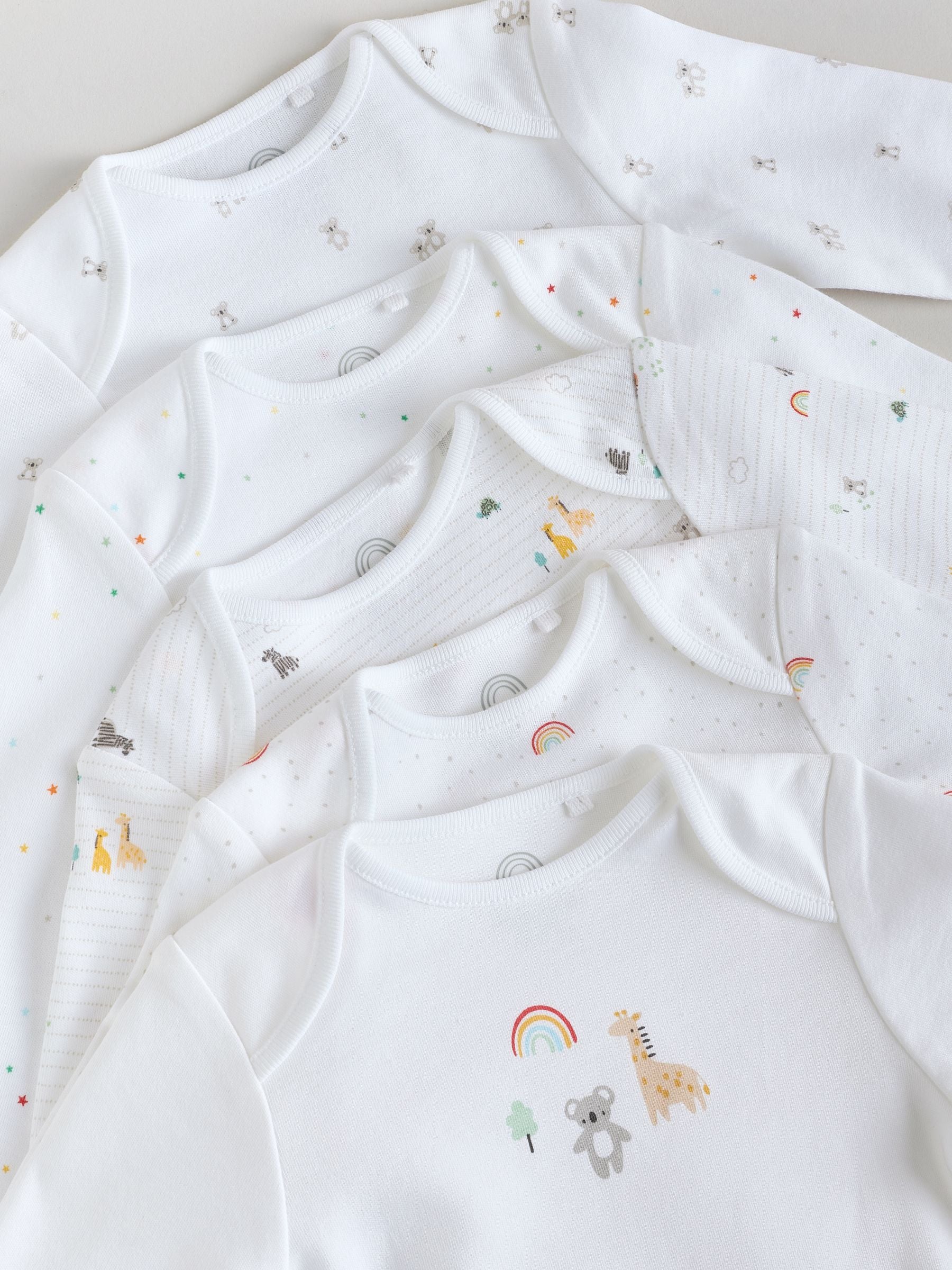 White Character 5 Pack Long Sleeve 100% Cotton Baby Bodysuits image 10