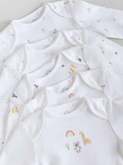 White Character 5 Pack Long Sleeve 100% Cotton Baby Bodysuits image 10