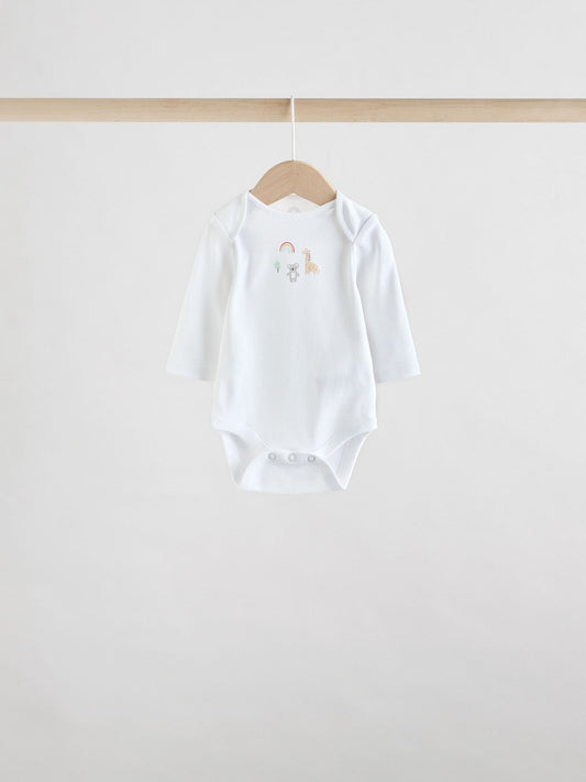 Dsiney Kidz - White Character 5 Pack Long Sleeve 100% Cotton Baby Bodysuits image 2
