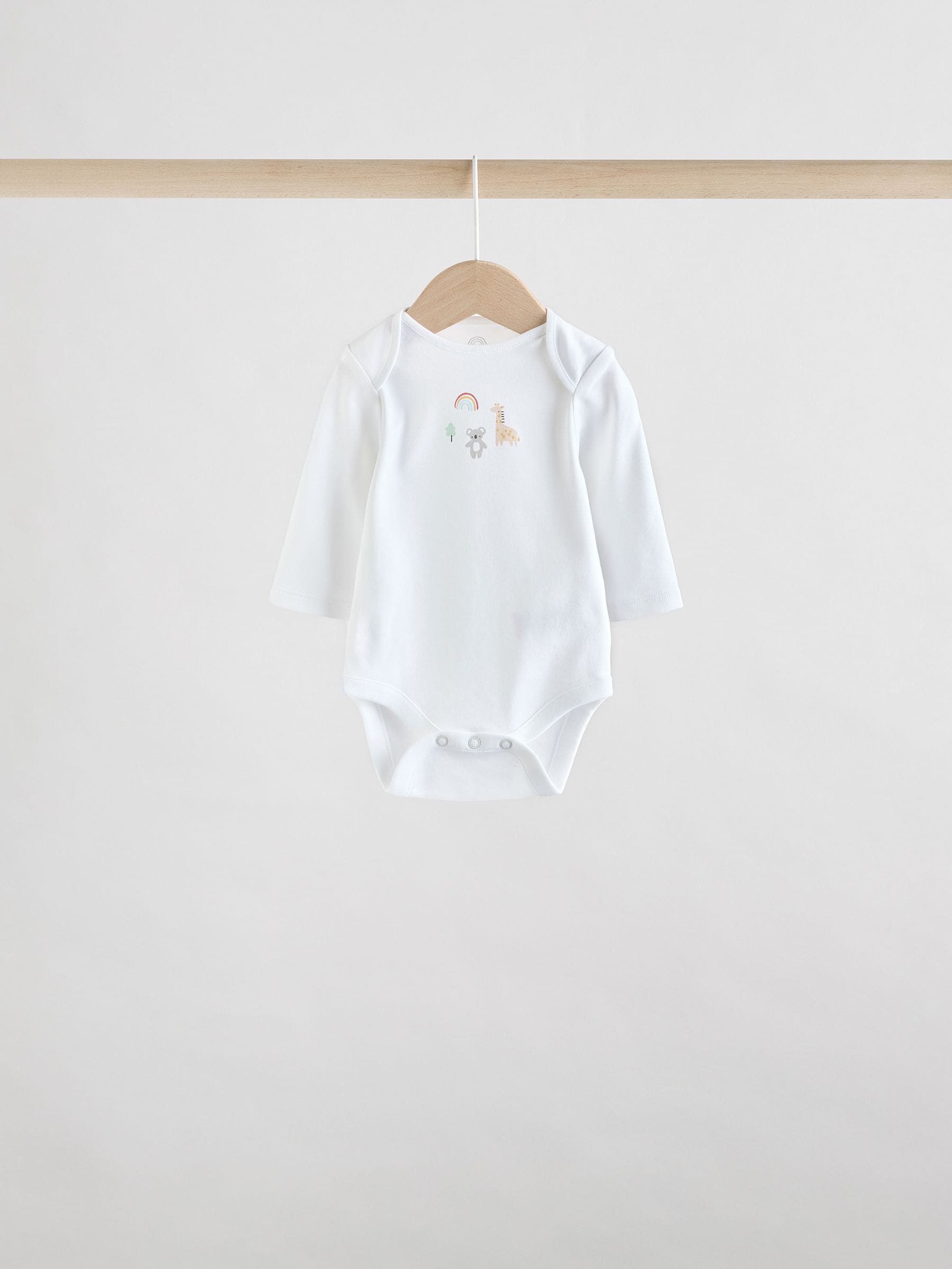 White Character 5 Pack Long Sleeve 100% Cotton Baby Bodysuits image 2