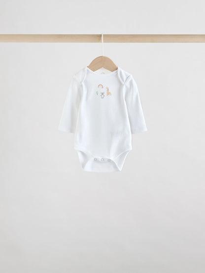 White Character 5 Pack Long Sleeve 100% Cotton Baby Bodysuits image 2