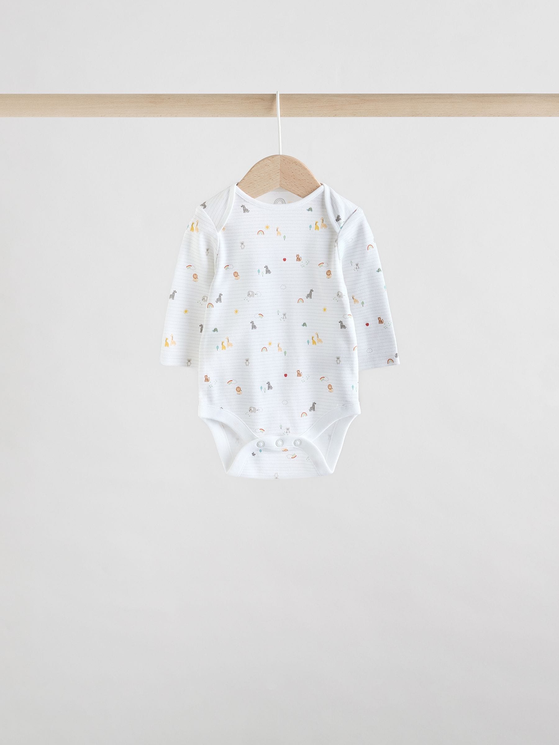 White Character 5 Pack Long Sleeve 100% Cotton Baby Bodysuits image 4